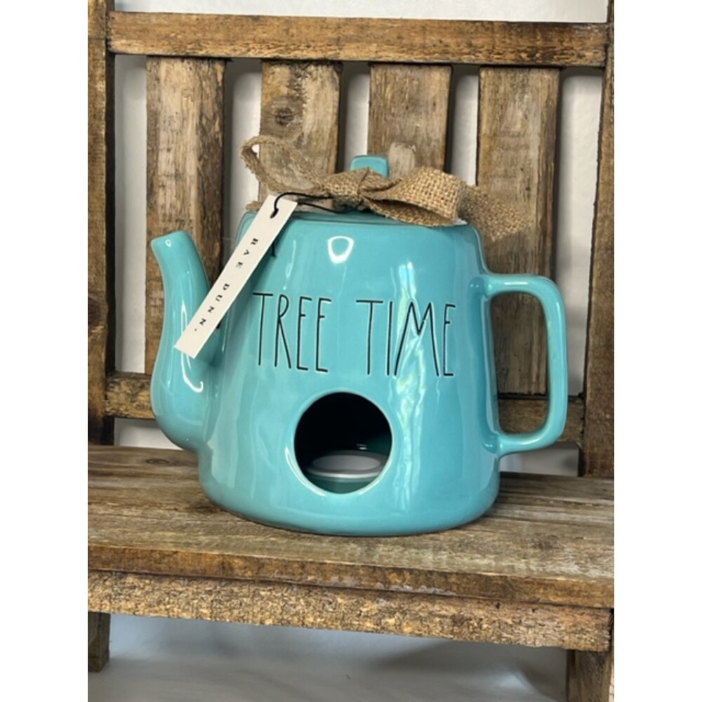 Rae Dunn Robin's Egg Blue Teapot Birdhouse 'TREE TIME" NEW in Box